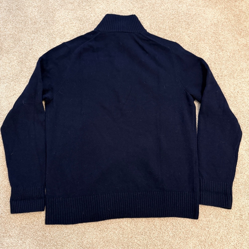 Banana Republic Quarter Zip Sweater Men Large Navy Blue Merino Wool Italian Yarn - Picture 9 of 9